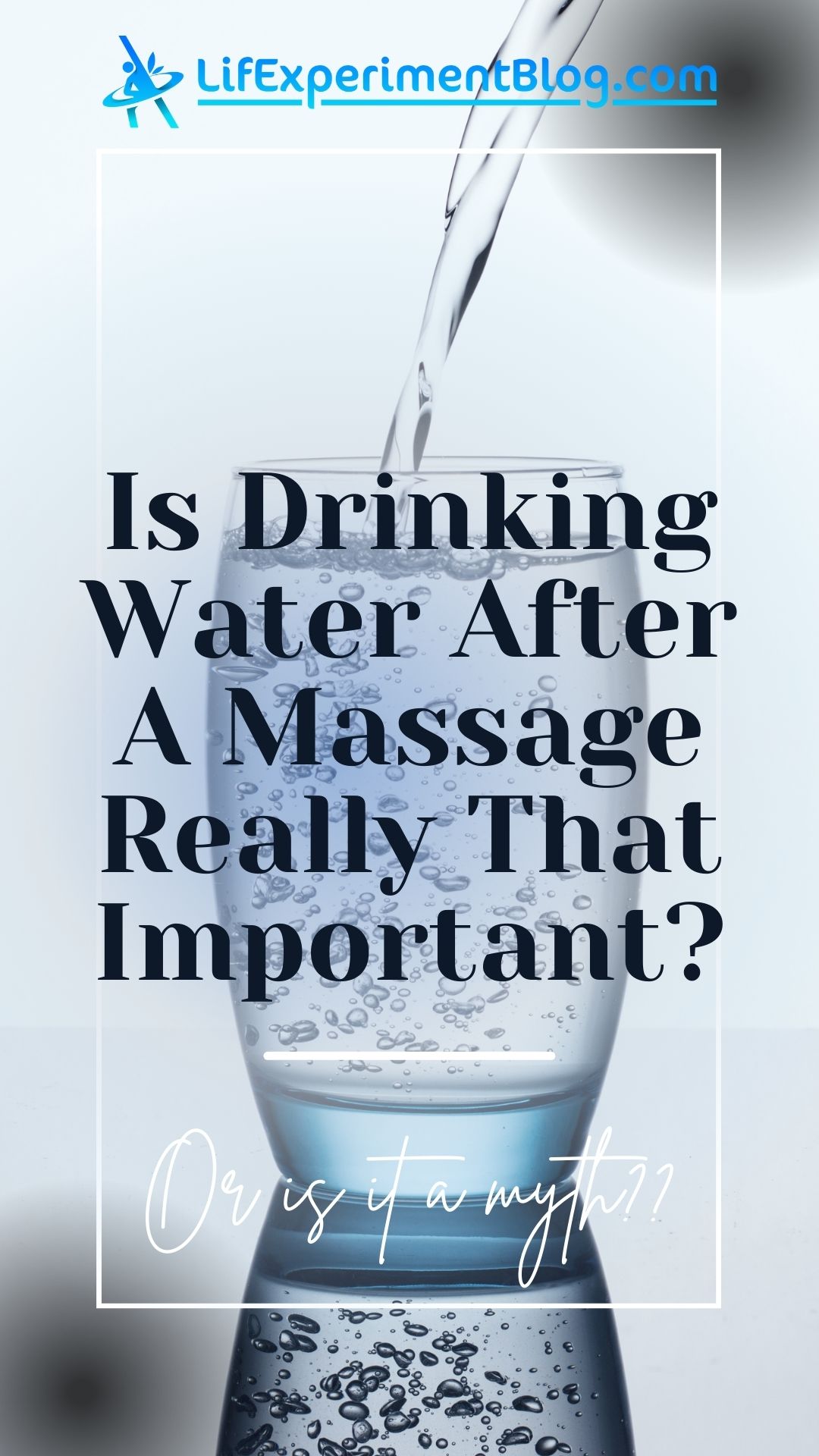 Is drinking water massage important pin with text overlay above glass of water on light background.